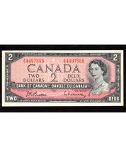 1954 Canada $2 banknote Beattie Rasminsky A/G 4497555 Choice UNC+