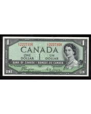 1954 Canada $1 devils face banknote Coyne Towers E/A 2227356 EF/AU
