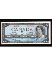 1954 Canada $5 banknote Beattie Rasminsky R/X 2253757 Choice UNC