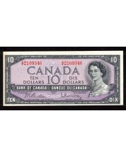 1954 Canada $10 banknote Beattie Rasminsky A/V 2109346 UNC+