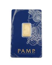 5 Gram PAMP Suisse Lady Fortuna  .999 Fine Gold Bar - Sealed In Assay Card