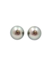11mm Tahitian Black Pear Earrings 18K wg cup French Post 5.8 grams with appraisal $2800.