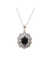1.91ct Sapphires and 40x Diamonds 14K wg Pendant 18in chain with appraisal $3200.