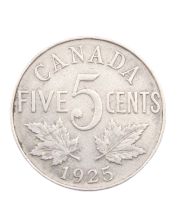 1925 Canada 5 cents nice FINE