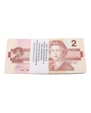 100 x 1986 Canada $2.00 notes Thiessen Crow EGR0919800-99 AU+ to CH UNC+