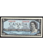 1954 Canada $5.00 banknote Beattie Rasminsky H/X 3191139 Choice AU