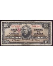 1937 Canada $100 banknote Gordon Towers B/J3712887 VG+ ink pencil