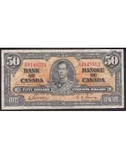 1937 Canada $50 banknote Gordon Towers B/H4148313 F+