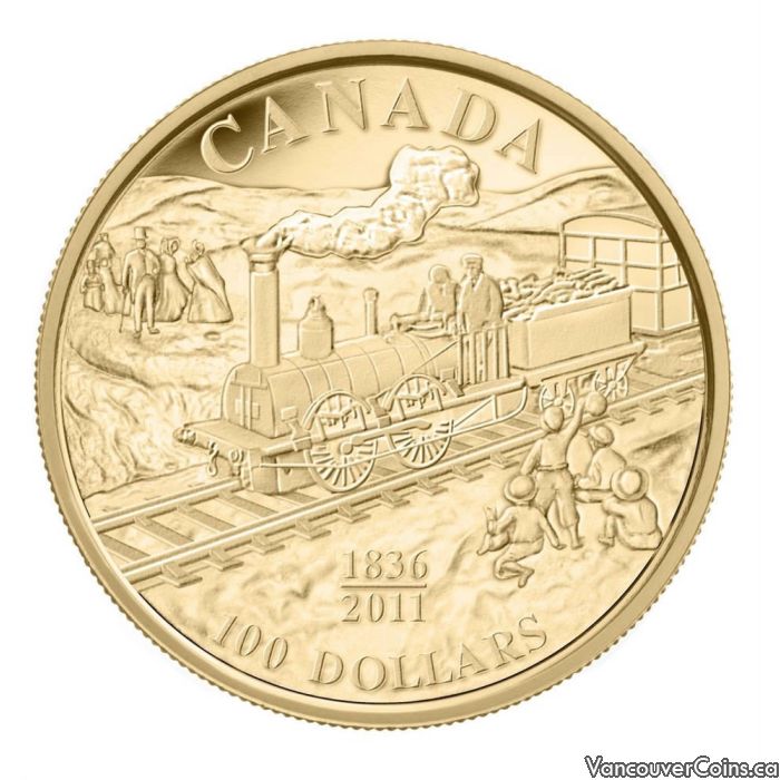 2011 100 CANADAS FIRST RAILROAD 14 KARAT GOLD COIN 175TH ANNIVERSARY