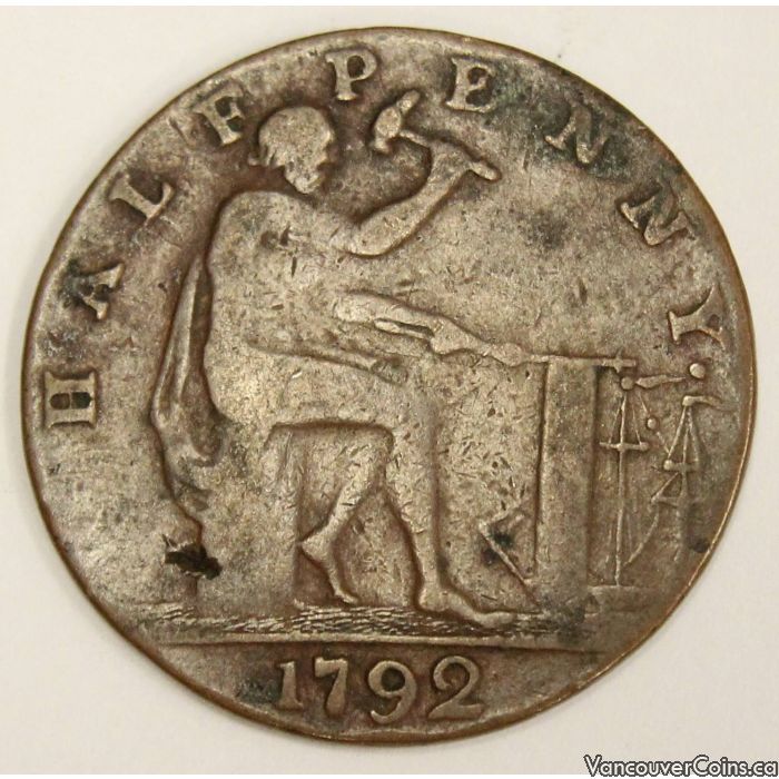 1792 half penny token John Wilkinson Iron Master Warwickshire
