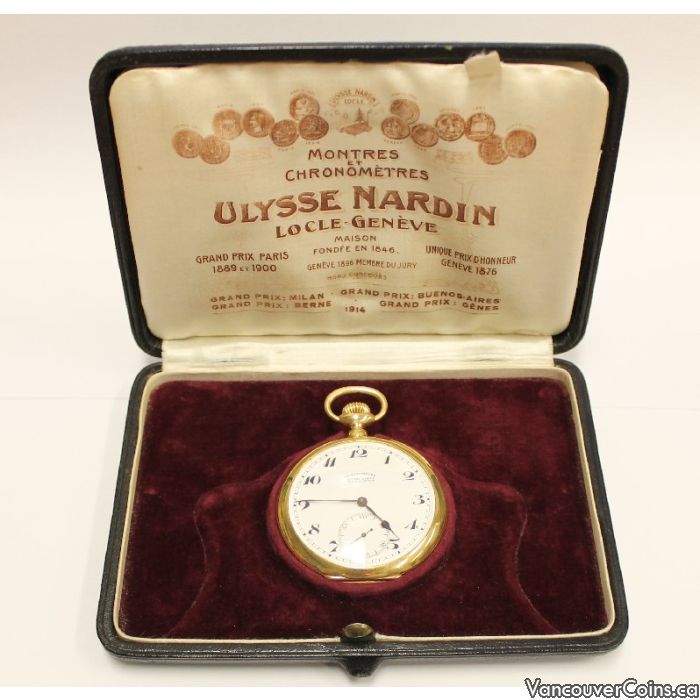 1921 Ulysse Nardin Pocket Watch 18K Gold OF 19s Chronometer