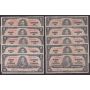 10x 1937 Canada $2 banknotes circulated