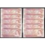 10X 1972 Canada $2 banknotes all different prefix 10-notes Choice Uncirculated 