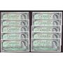 10X 1967 Canada Centennial notes with serial numbers 10-notes VG to AU