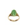 14K Yellow Gold Classic Style Green Jadeite Ring 