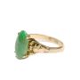 14K Yellow Gold Classic Style Green Jadeite Ring 