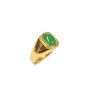 18 Karat Yellow Gold Jadeite Ring Lively Medium Green Luster Very Good 