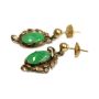 18 Karat Yellow Gold Oval Cut Green Jadeite Earrings