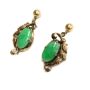 18 Karat Yellow Gold Oval Cut Green Jadeite Earrings