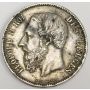 Belgium 1874 5 Francs silver coin original EF45