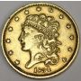 1834 $5 Half Eagle gold coin Classic Head EF40