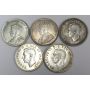 1935 1936 1937 1938 1939 Canadas first 5 silver dollars 