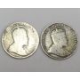 2x Canada Queen Victoria 25 cents 1902 VG8 and 1902H AG/G