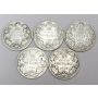5x Canada Edward VII 25 cents 1905 - 1910 5-coins G4-G6