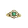 14 Karat Yellow gold Ring Set with Square cut Emerald and Diamonds 