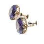 14 Karat Yellow Gold Earrings set with Alexandrite like Sapphire Crystals