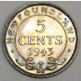 1943c Newfoundland 5 cents silver coin choice MS60 