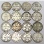 16x Newfoundland 4x1912 20 cents 8x1917 4x1919 25 cents coins