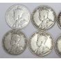 10x Canada George V 50 cents 1911- 20 and 1929 + 1931 G to VG