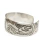 Northwest Coast carved silver bracelet Whale chasing Salmon 