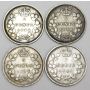 4x 1896 Canada 5 cents 4 coins  F-VF