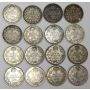 16x Canada 5 cents 16-coins VF20-EF45
