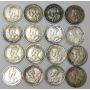 16x Canada 5 cents 16-coins VF20-EF45