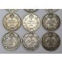 12x Canada 5 cents 2x1905 G/VG and 1906 5x1907 4x1910 VG-F 
