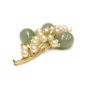 MINGS Hawaii 14K gold brooch with 3 Jade teardrops and 18 Akoya pearls 