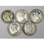 Hong Kong 10 cents 1888 1897 1900H 1901 1904 5-coins
