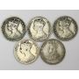 Hong Kong 10 cents 1899 3x1900 and 1935  5-coins