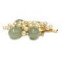 MINGS Hawaii 14K gold brooch with 3 Jade teardrops and 18 Akoya pearls 