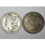 2x Morgan silver dollars 1879s 2nd reverse F12 and 1880s VF25  