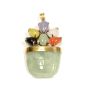 10K Gold Jade flower vase pendant Green Red White Yellow Black Lavender stones
