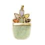 10K Gold Jade flower vase pendant Green Red White Yellow Black Lavender stones
