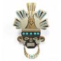 Mexico Piedra Negra sterling turquoise brooch 