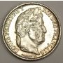 1837 B France 1/2 Franc Choice AU58