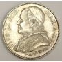 1866 Italy Papal States 2 Lire silver coin Year-XXI AU50