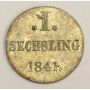 1841 HSK German States Hamburg 1 Sechsling silver coin 