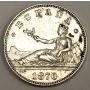 1870 (74) D EM Spain 2 Pesetas silver coin KM654 EF45